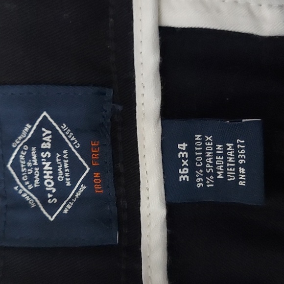 St Johns Bay Men's Black Khakis 36x34 Iron Free NWT - Picture 9 of 11